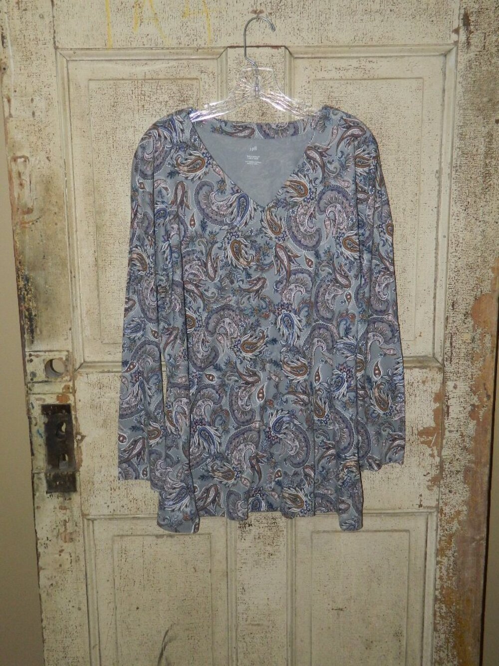 J. Jill Simply Supima V Neck Paisley Tunic Sz L (X-19)